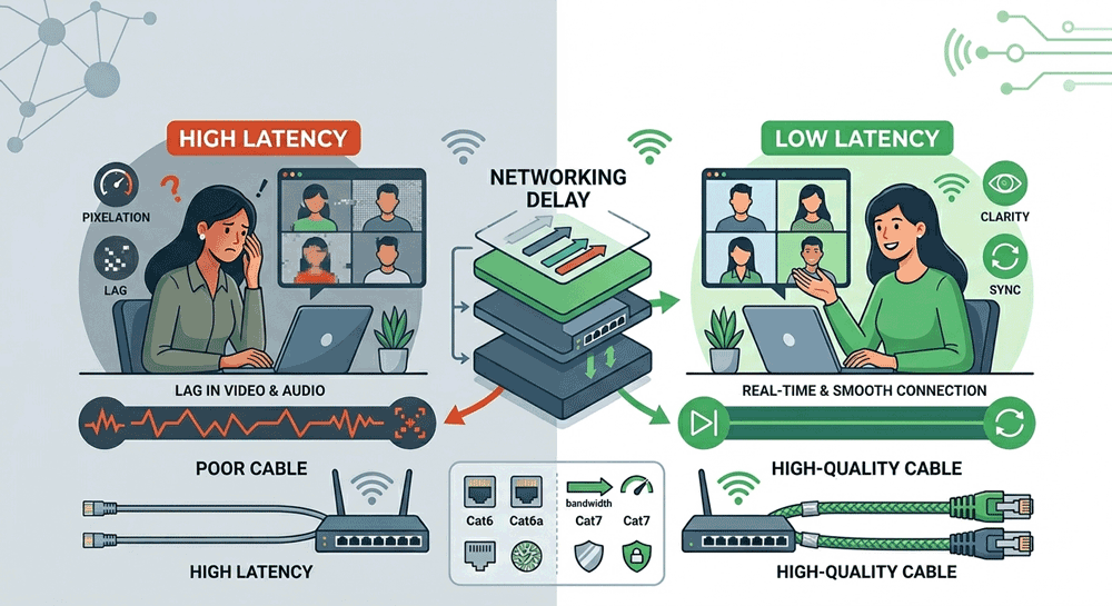 نقش کابل شبکه در کاهش Latency در ارتباطات بلادرنگ
